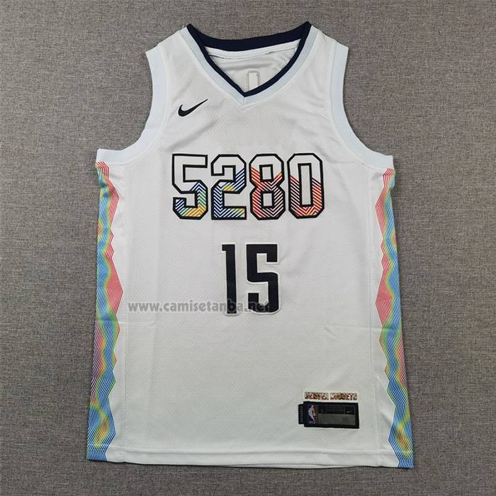 Camiseta Nino Denver Nuggets Nikola Jokic NO 15 Ciudad 2024-25 Blanco